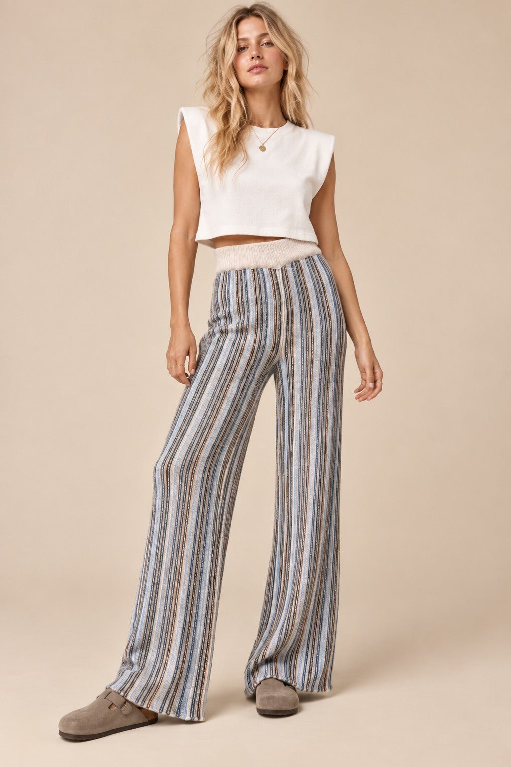 Intermission Striped Wide Leg Knit Pants - Westly