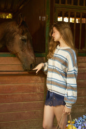 Interval Striped Crewneck Cardigan - Westly