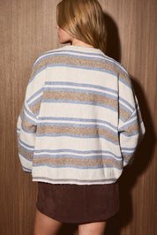 Interval Striped Crewneck Cardigan - Westly