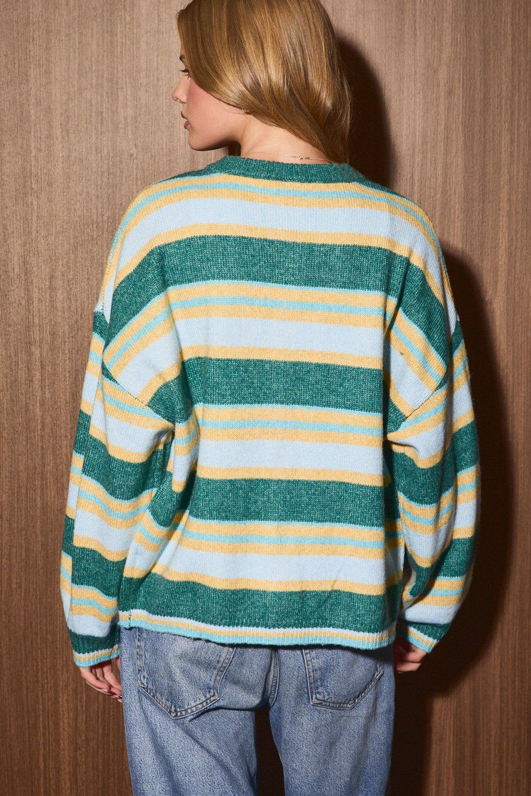 Interval Striped Crewneck Cardigan - Westly