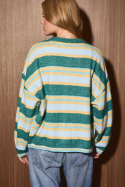 Interval Striped Crewneck Cardigan - Westly