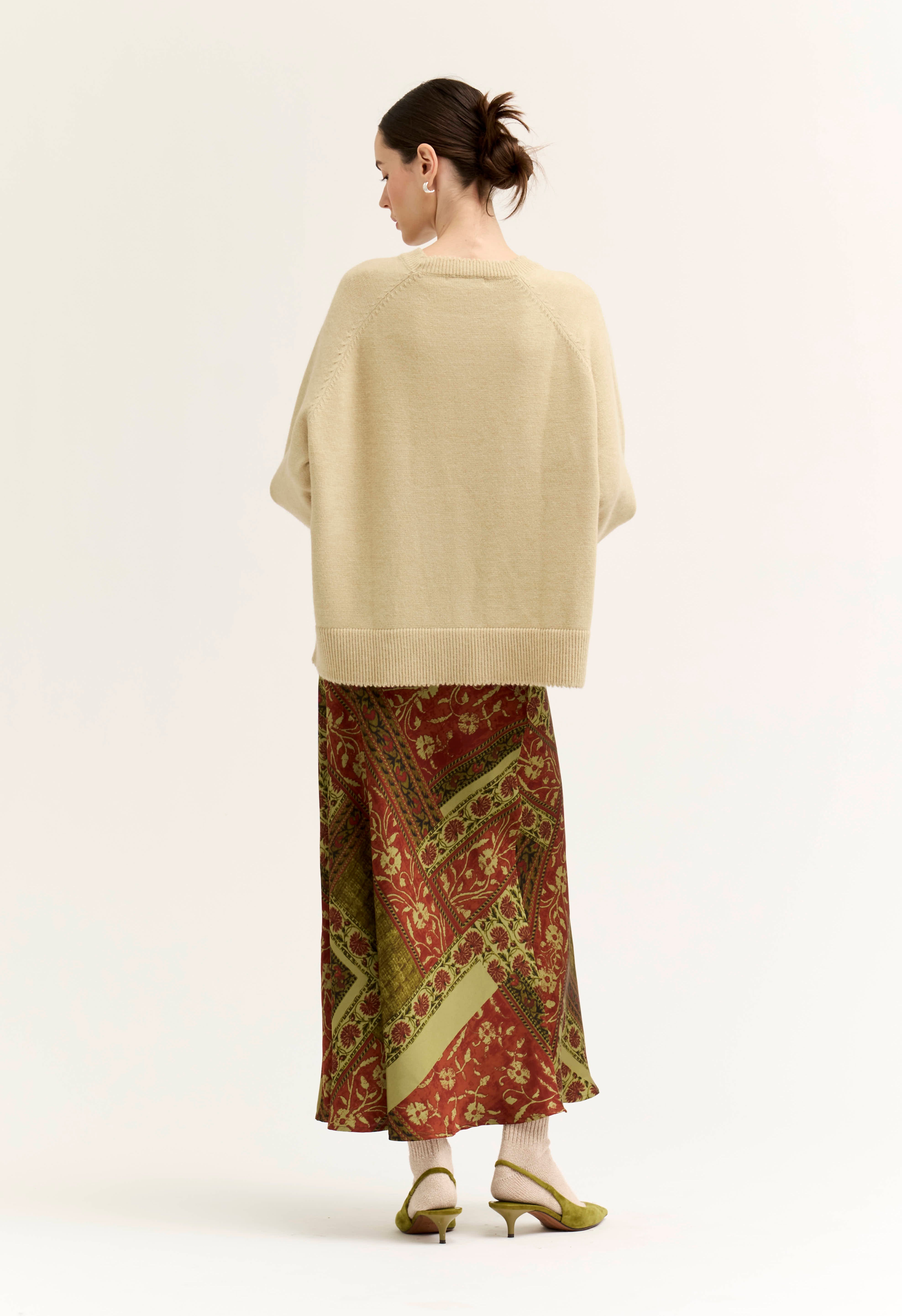 Into the Fold Printed Slip Skirt in Red Brown, photo 6