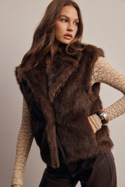 Inverness Collared Faux Fur Vest - Westly