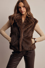Inverness Collared Faux Fur Vest - Westly