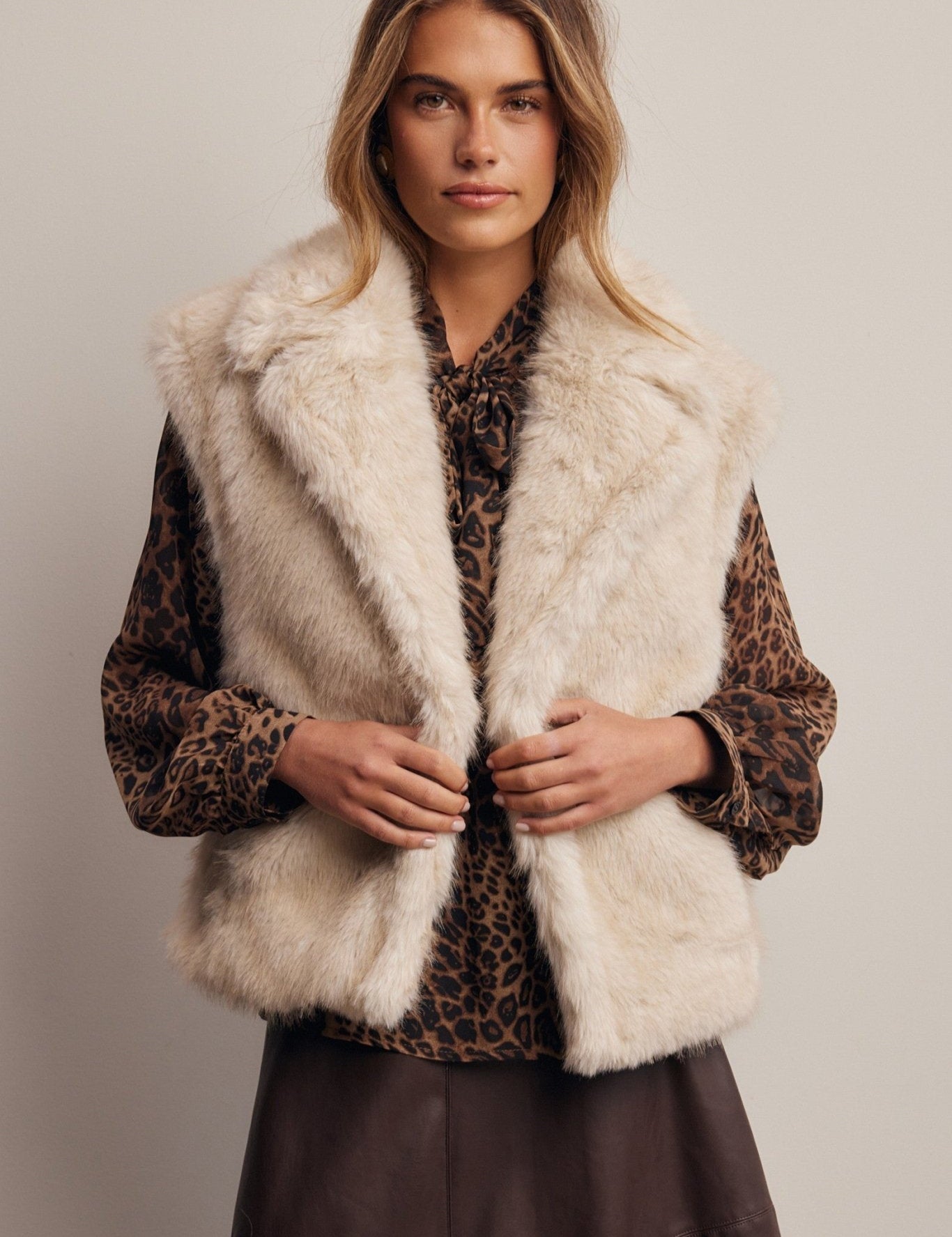Inverness Collared Faux Fur Vest - Westly