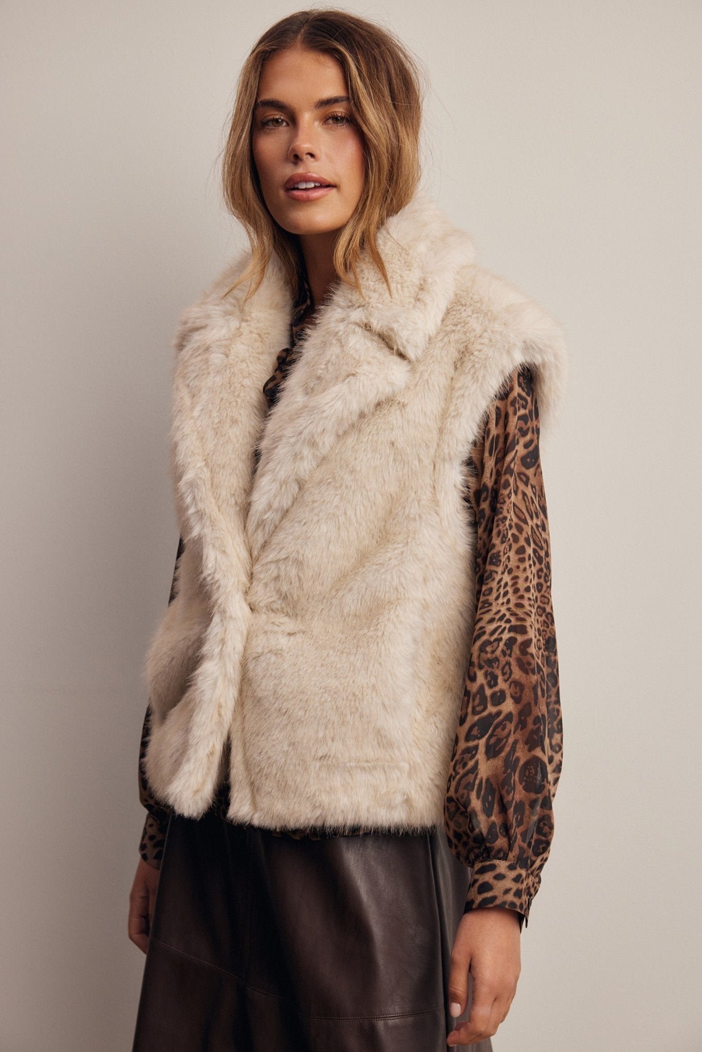 Inverness Collared Faux Fur Vest - Westly