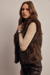 Inverness Collared Faux Fur Vest - Westly