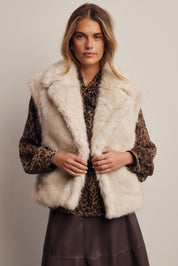 Inverness Collared Faux Fur Vest in Ash, photo 2