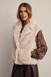 Inverness Collared Faux Fur Vest in Ash, photo 5