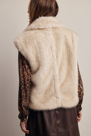 Inverness Collared Faux Fur Vest in Ash, photo 8
