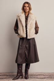 Inverness Collared Faux Fur Vest in Ash, photo 9