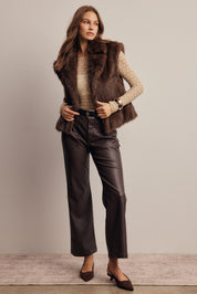 Inverness Collared Faux Fur Vest in Brown, photo 12