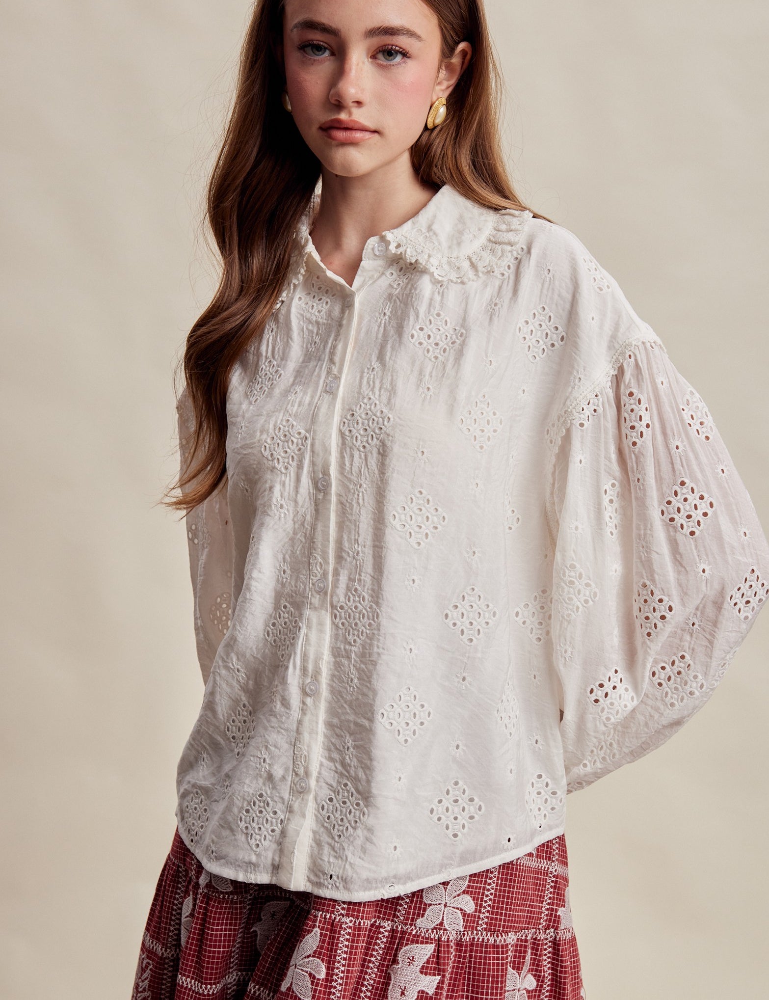 Isaline Eyelet Collar Blouse - Off White
