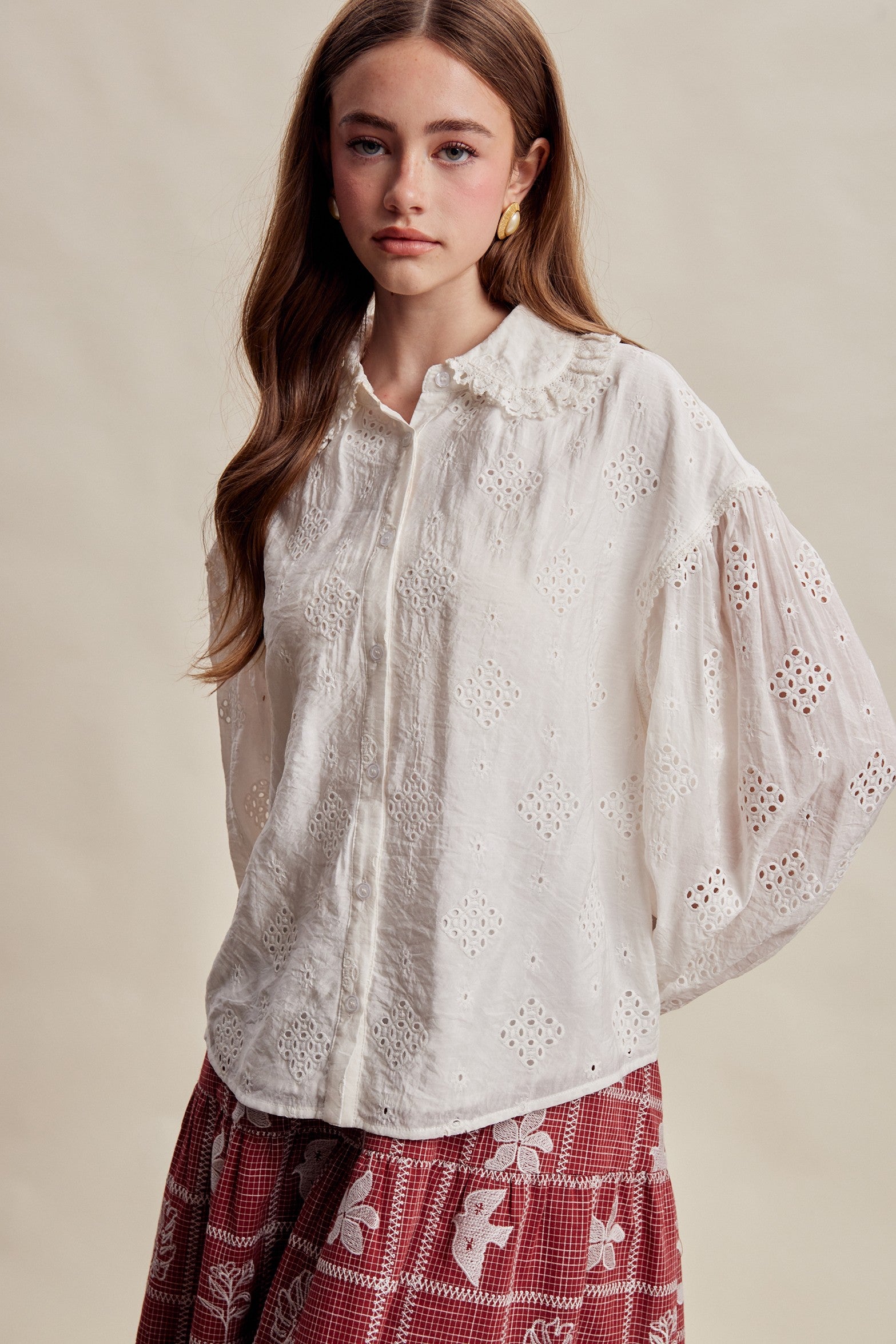 Isaline Eyelet Collar Blouse - Off White