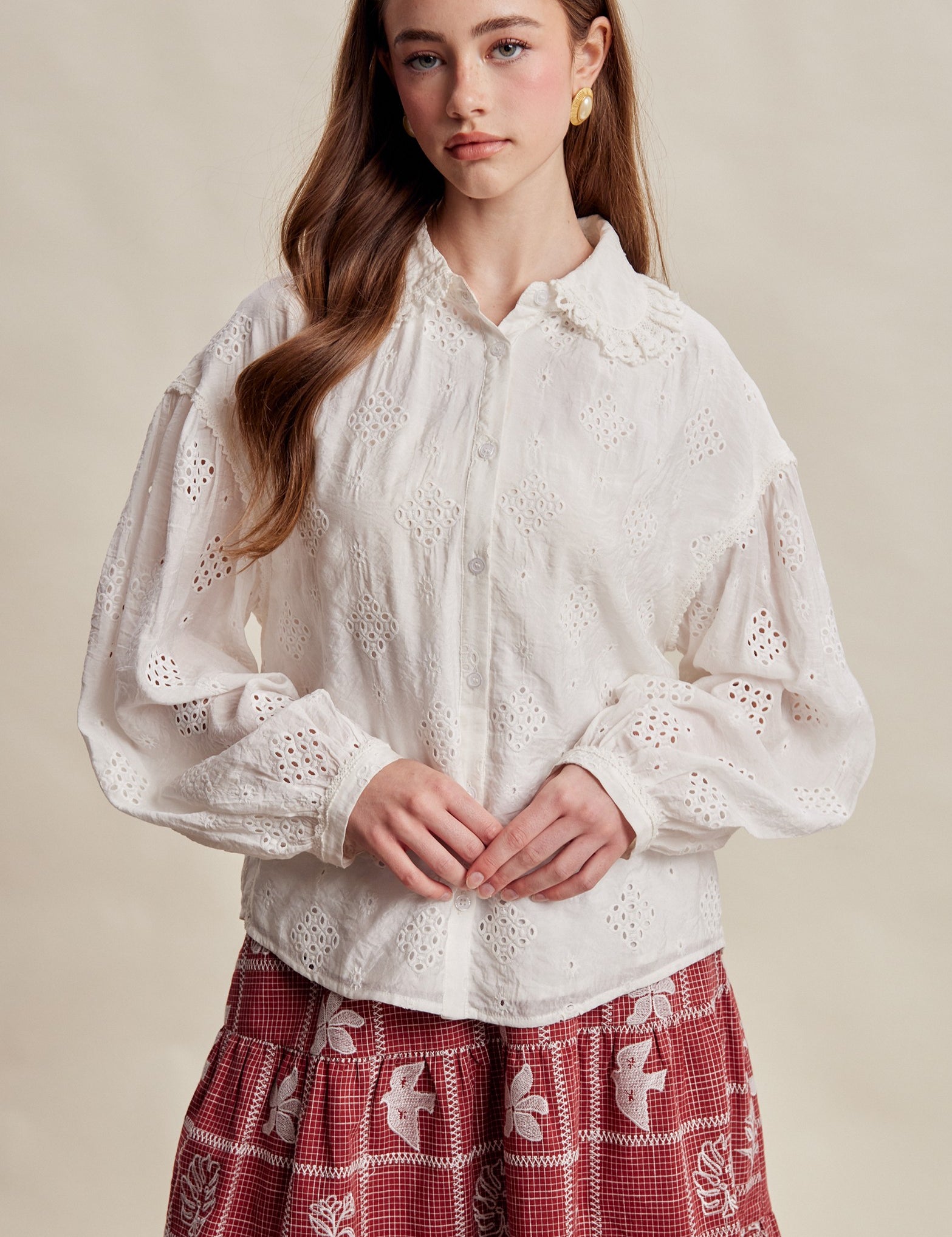 Isaline Eyelet Collar Blouse - Off White