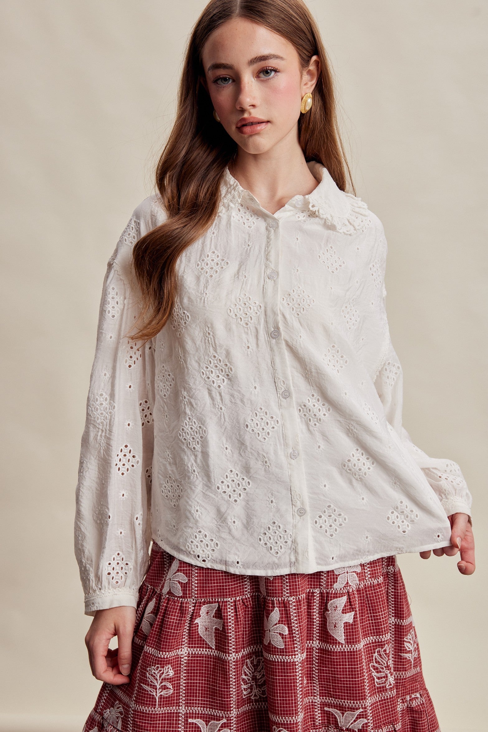 Isaline Eyelet Collar Blouse - Off White