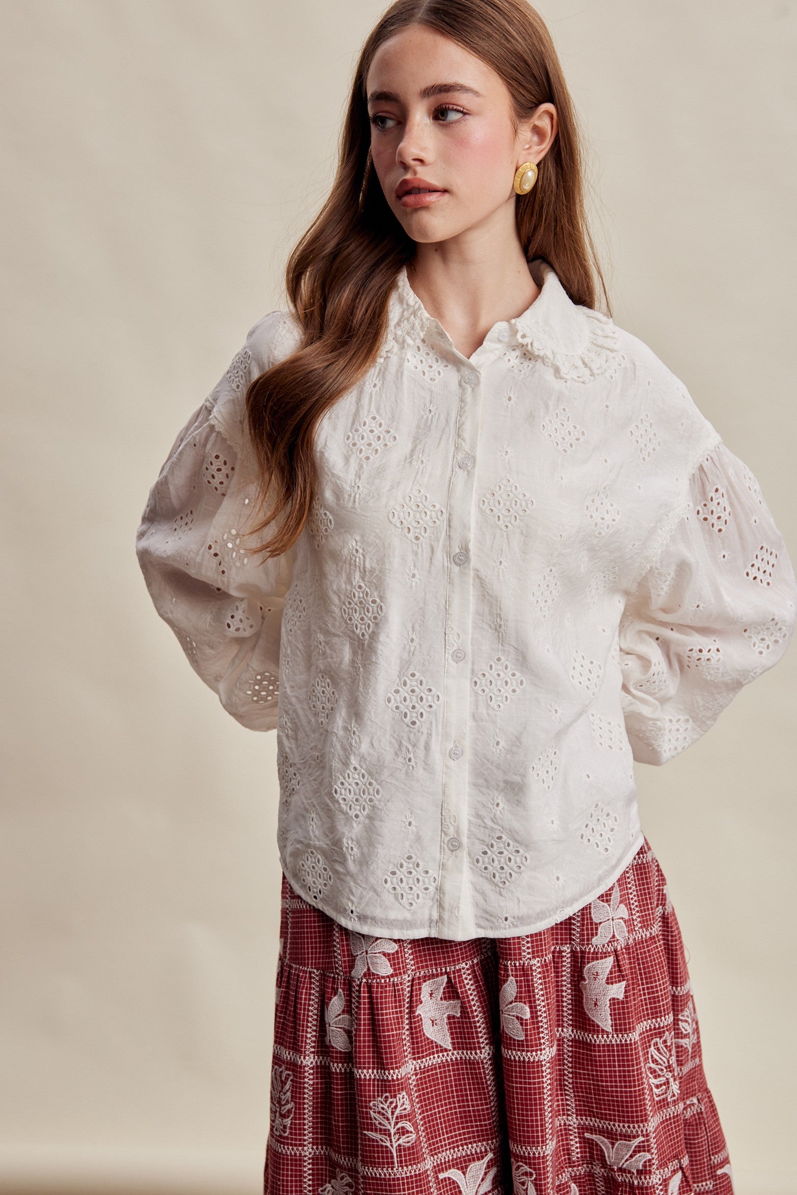 Isaline Eyelet Collar Blouse - Off White