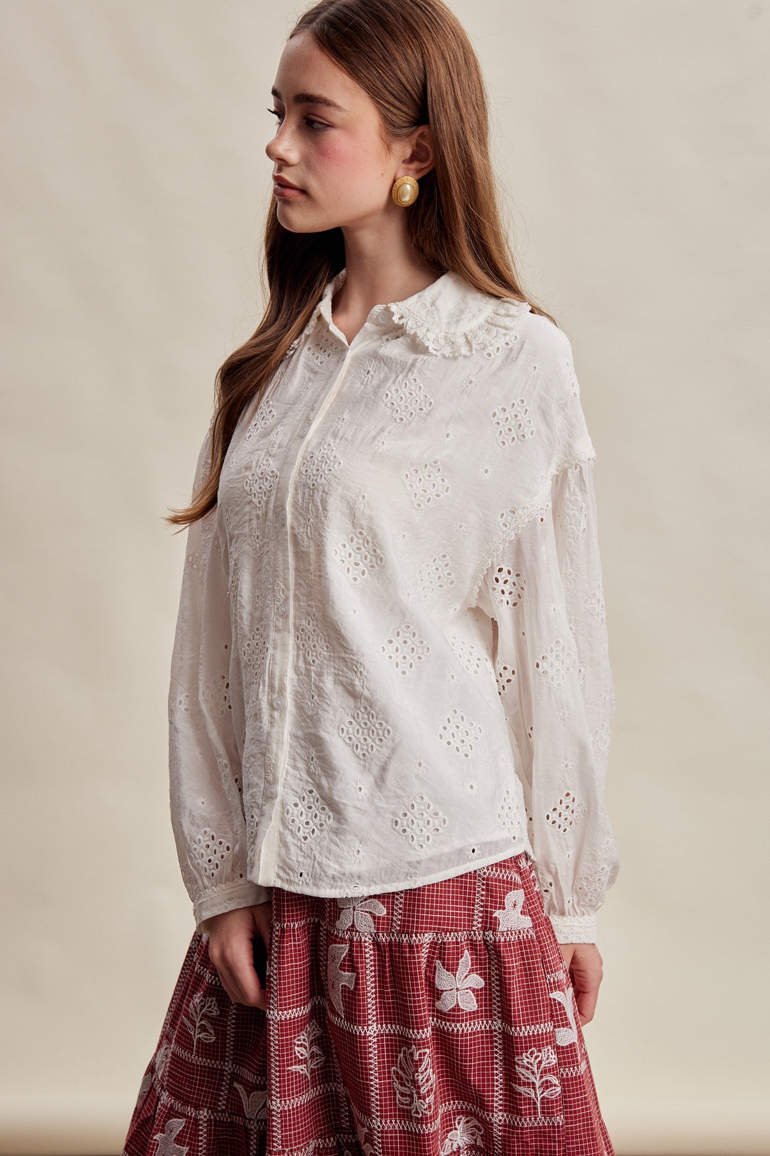 Isaline Eyelet Collar Blouse - Off White