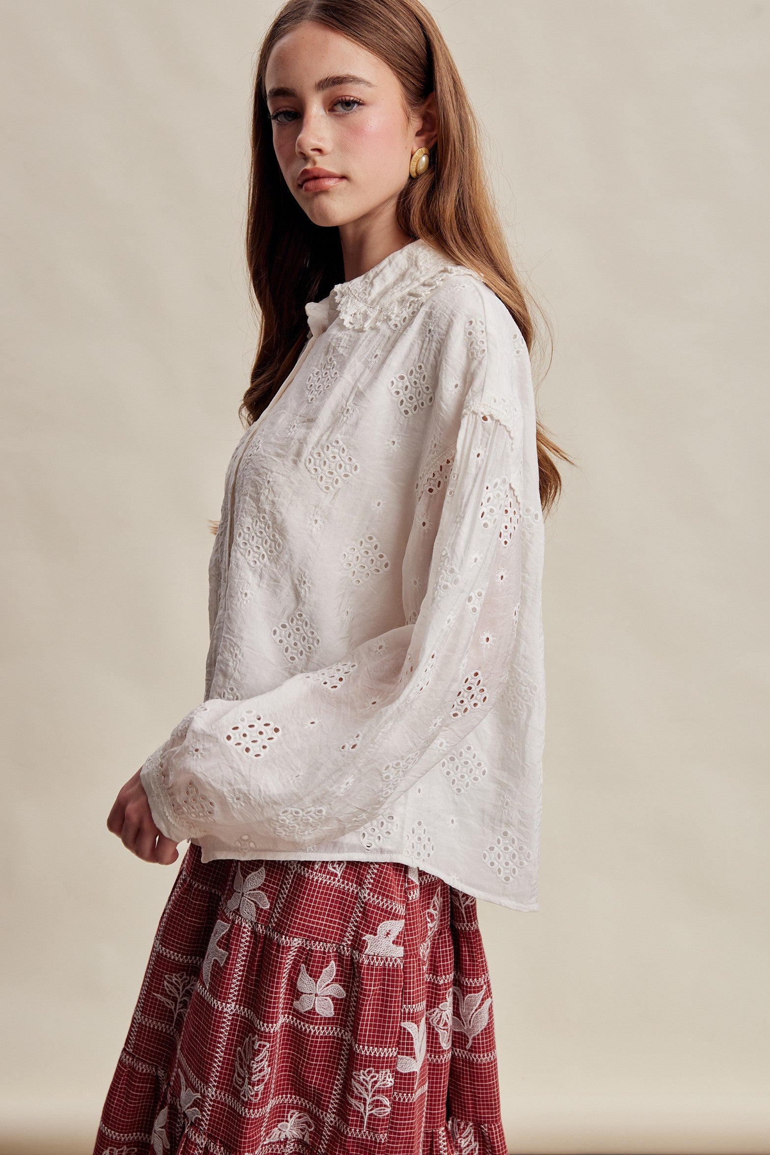 Isaline Eyelet Collar Blouse - Off White