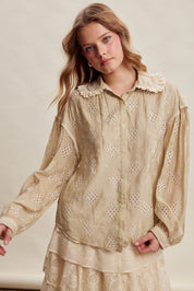 Isaline Eyelet Collar Blouse - Sand