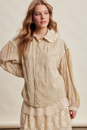 Isaline Eyelet Collar Blouse - Sand