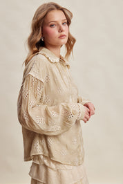 Isaline Eyelet Collar Blouse - Sand