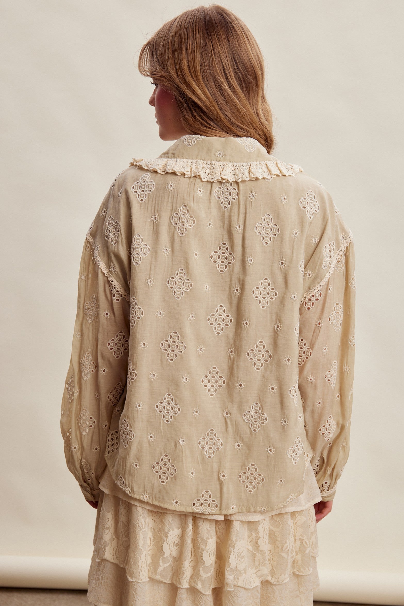 Isaline Eyelet Collar Blouse - Sand