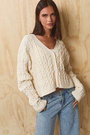 Isolde Cable Knit Cardigan - Ivory