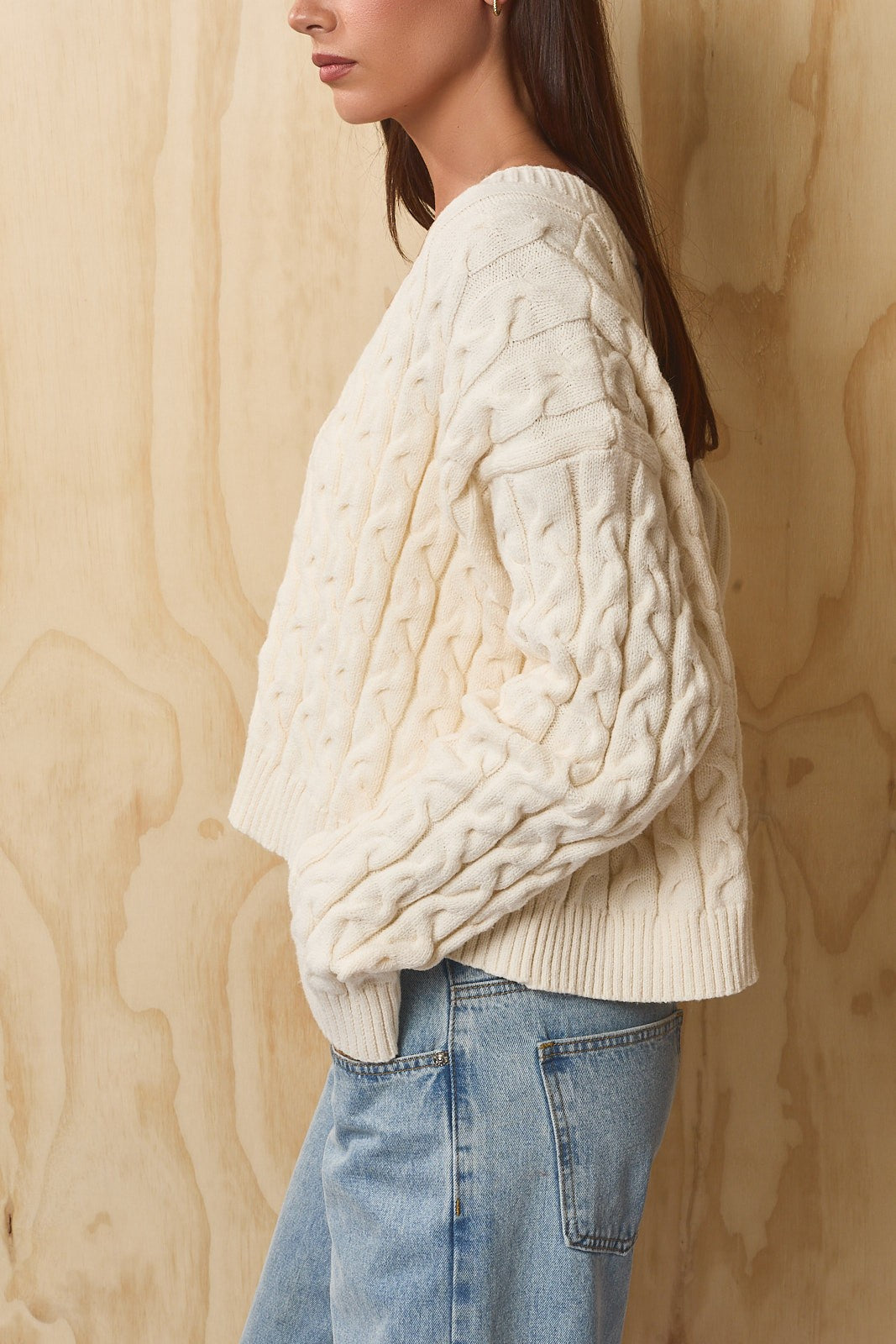 Isolde Cable Knit Cardigan - Ivory