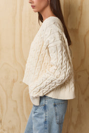Isolde Cable Knit Cardigan - Ivory