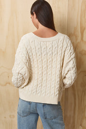 Isolde Cable Knit Cardigan - Ivory