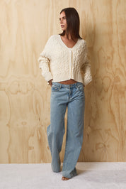 Isolde Cable Knit Cardigan - Ivory
