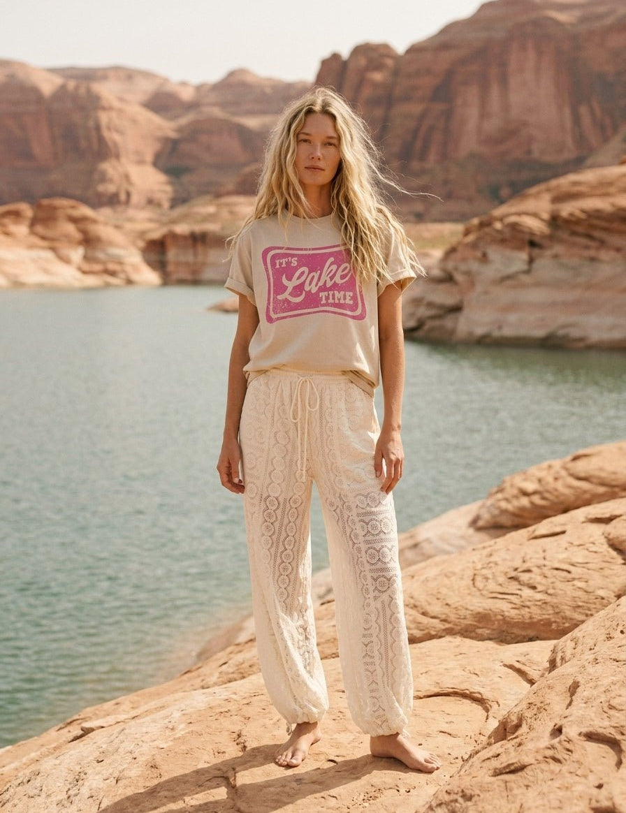 It's Lake Time Oversized Graphic Tee - Westly