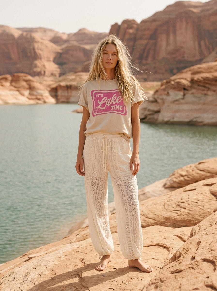 It's Lake Time Oversized Graphic Tee - Westly