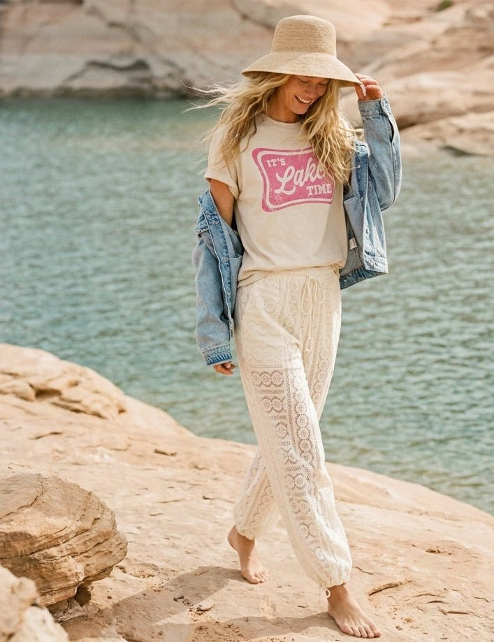 It's Lake Time Oversized Graphic Tee - Westly