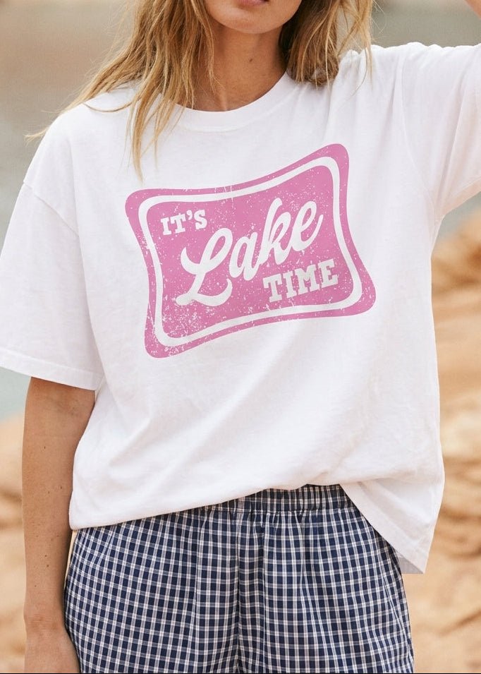 It's Lake Time Oversized Graphic Tee - Westly