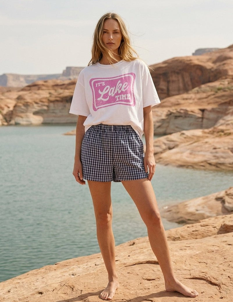 It's Lake Time Oversized Graphic Tee - Westly