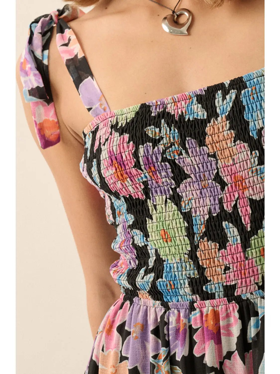 Ivy Floral Smocked Crisscross - Back Chiffon Maxi Dress - Westly