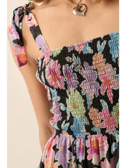 Ivy Floral Smocked Crisscross - Back Chiffon Maxi Dress - Westly