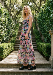 Ivy Floral Smocked Crisscross - Back Chiffon Maxi Dress - Westly