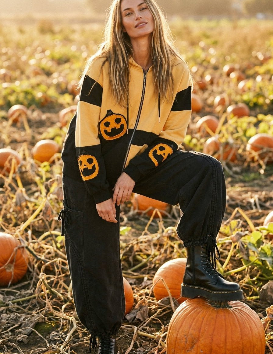 Jack Colorblock Pumpkin Patch Zip-Up Hoodie - Westly