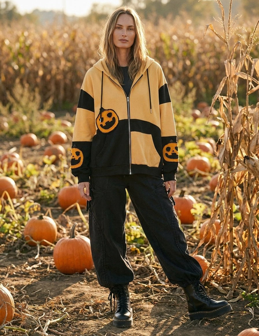 Jack Colorblock Pumpkin Patch Zip-Up Hoodie - Westly