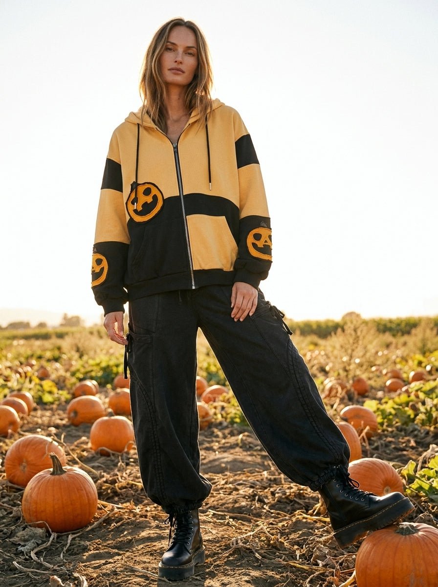 Jack Colorblock Pumpkin Patch Zip-Up Hoodie - Westly