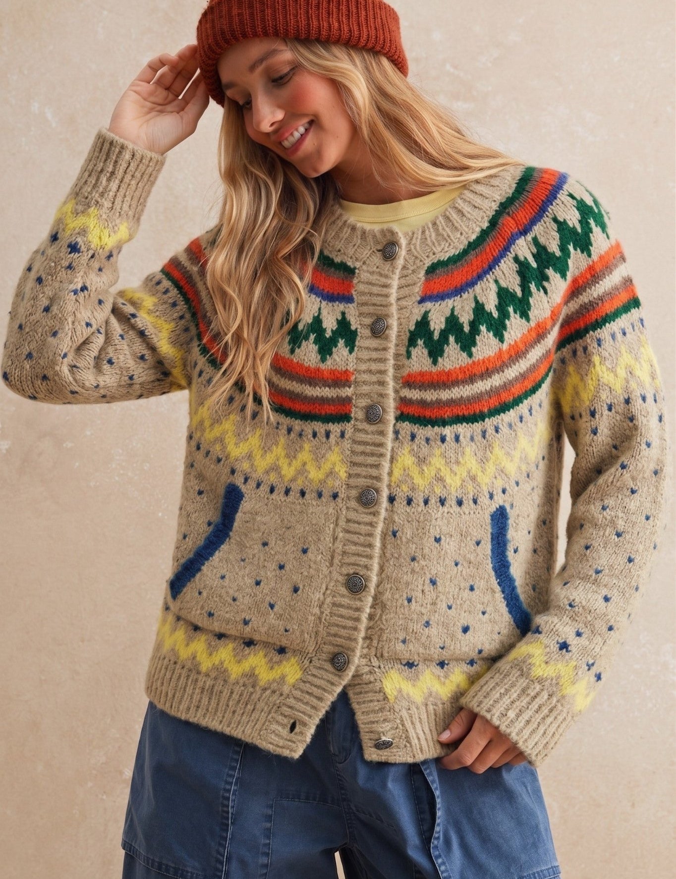 Jackson Fair Isle Knit Cardigan - Westly