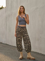 Jada Acid Washed Camo Print Cropped Joggers - Westly