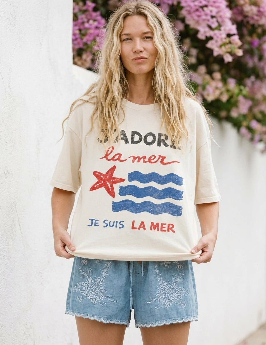 J'adore La Mer Oversized Graphic Tee - Westly