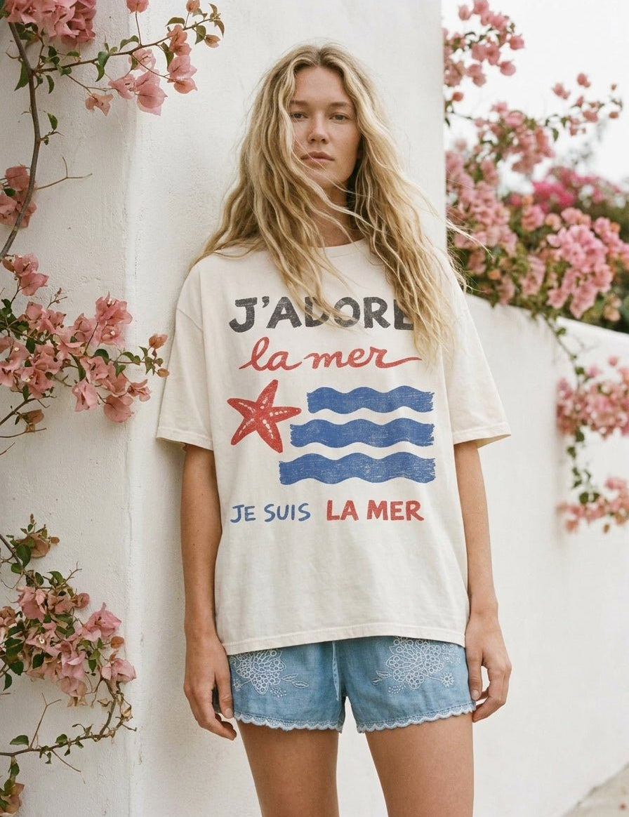 J'adore La Mer Oversized Graphic Tee - Westly