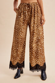 Janie Deer Print Plisse Wide Leg Pants - Westly