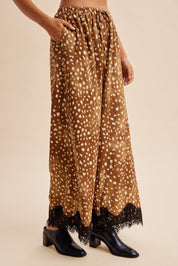 Janie Deer Print Plisse Wide Leg Pants - Westly