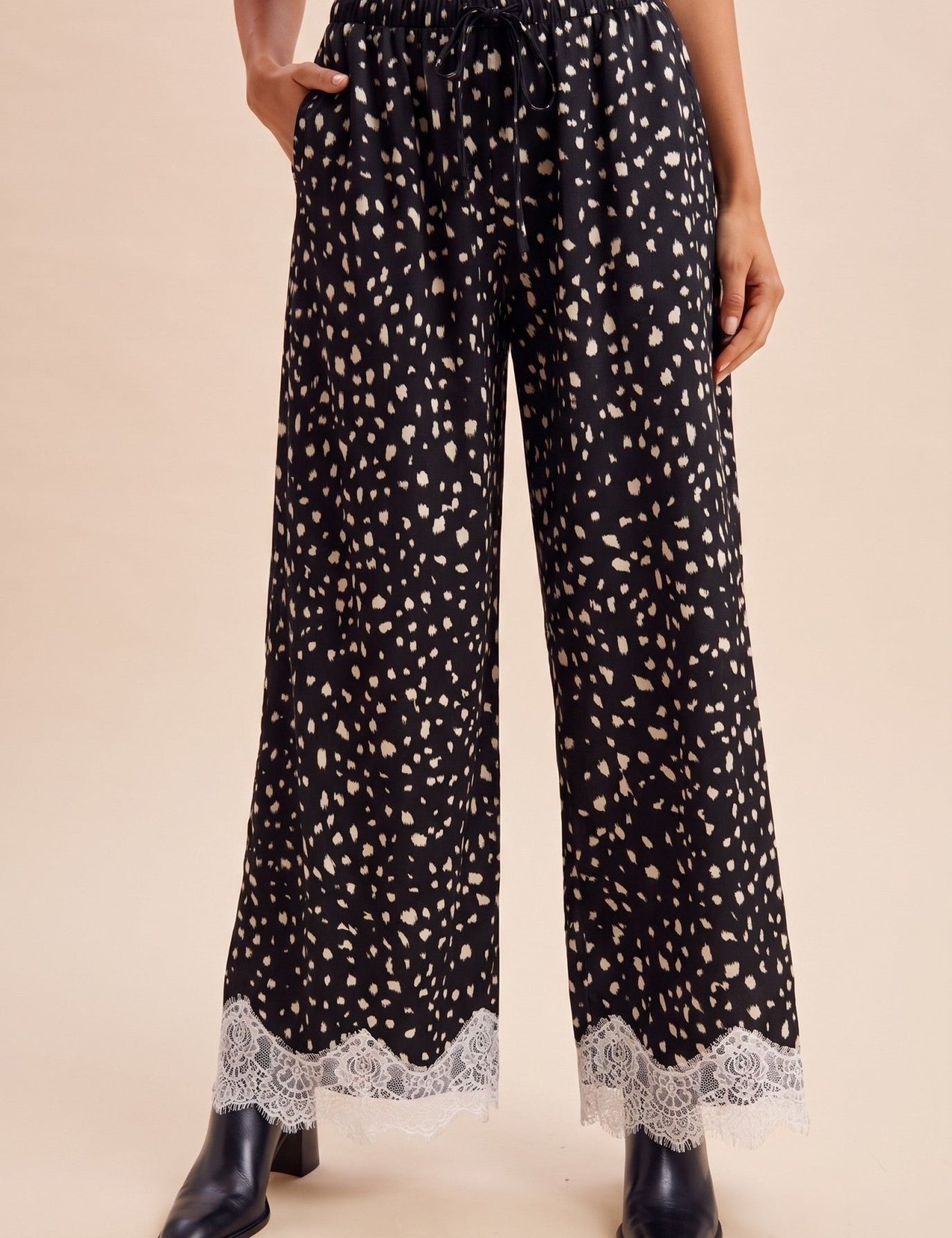 Janie Deer Print Plisse Wide Leg Pants - Westly